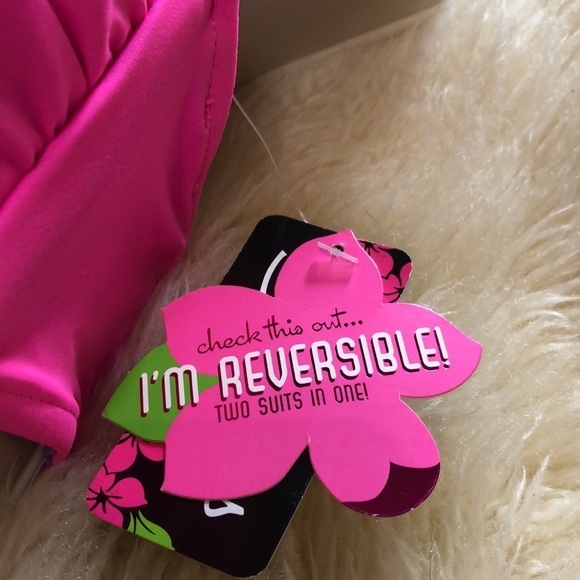 Pink and purple reversible bikini top size L - Picture 3 of 6